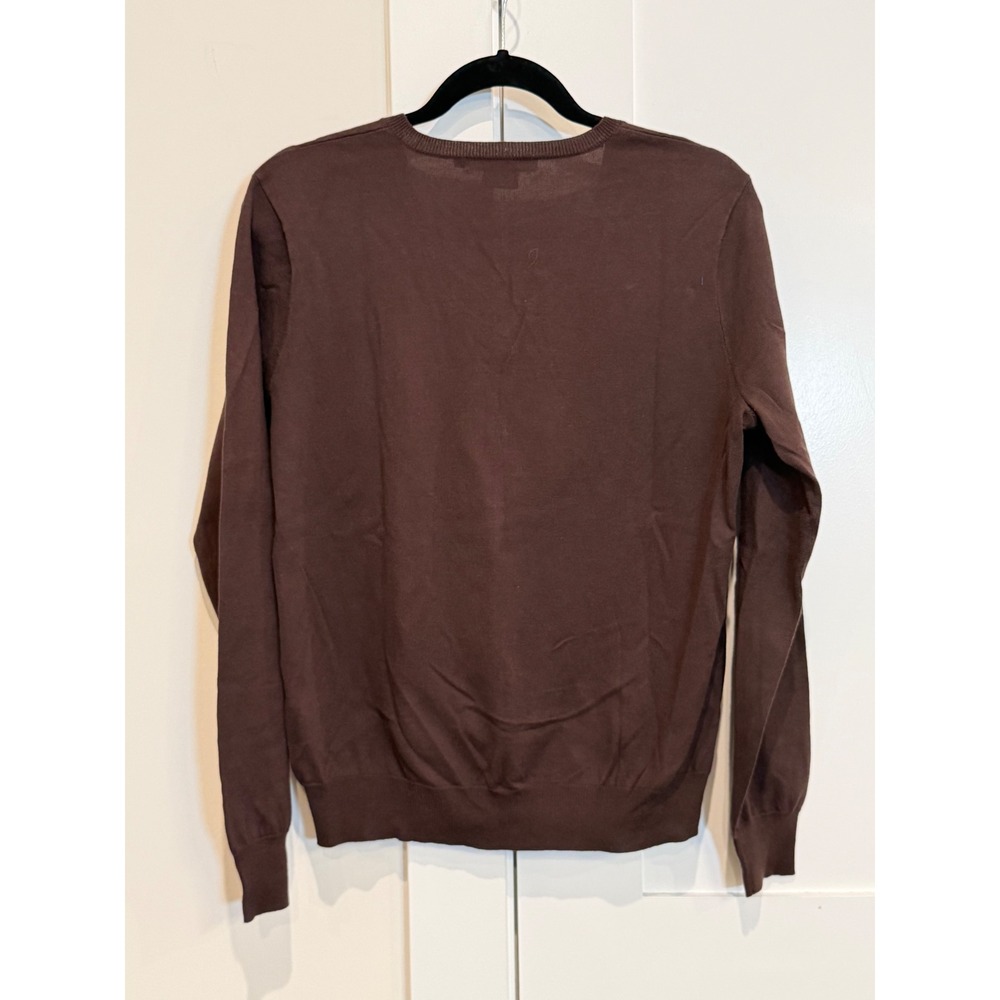 Ralph Lauren V-Neck Sweater Women XL Brown Excellent Pima Cotton Preppy Vintage - Picture 10 of 11